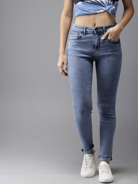 

HERE&NOW Women Blue Skinny Fit High-Rise Clean Look Stretchable Jeans