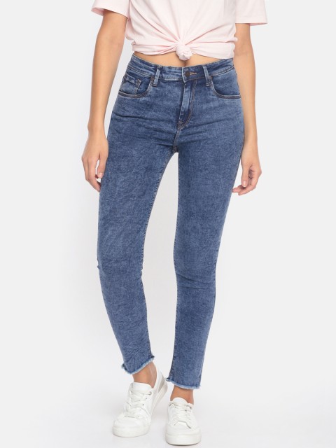 

HERE&NOW Women Blue Skinny Fit High-Rise Clean Look Stretchable Jeans