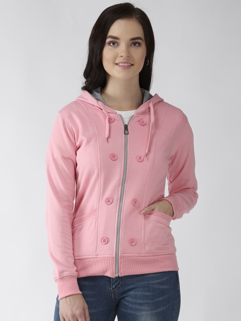 

Fort Collins Women Pink Solid Hooded Sweatshirt