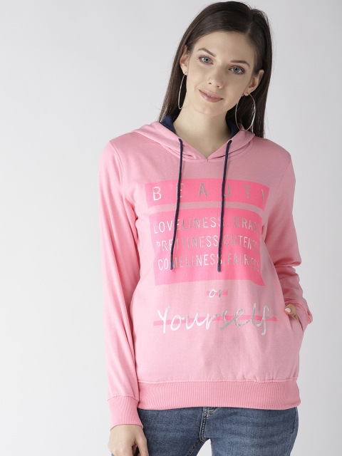 

Fort Collins Women Pink Printed Hooded Sweatshirt