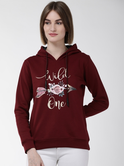 

Fort Collins Women Maroon & Golden Printed Hooded Sweatshirt