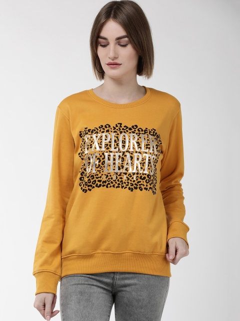 

Fort Collins Women Mustard Yellow & Silver Printed Sweatshirt