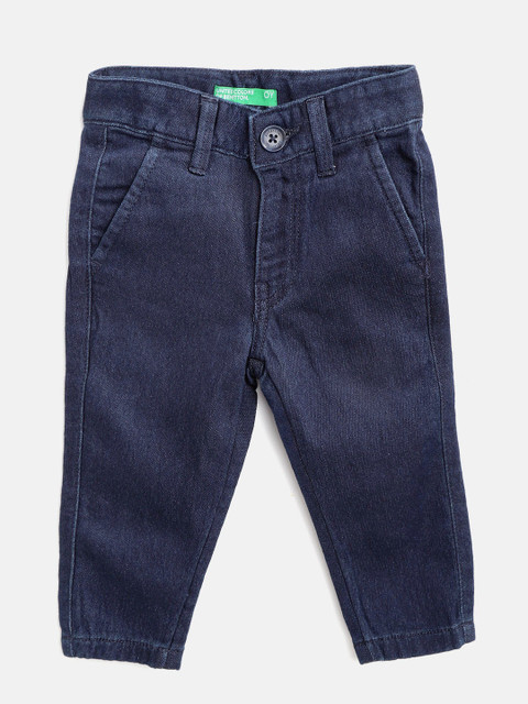 

United Colors of Benetton Boys Navy Slim Fit Mid-Rise Clean Look Stretchable Jeans, Navy blue