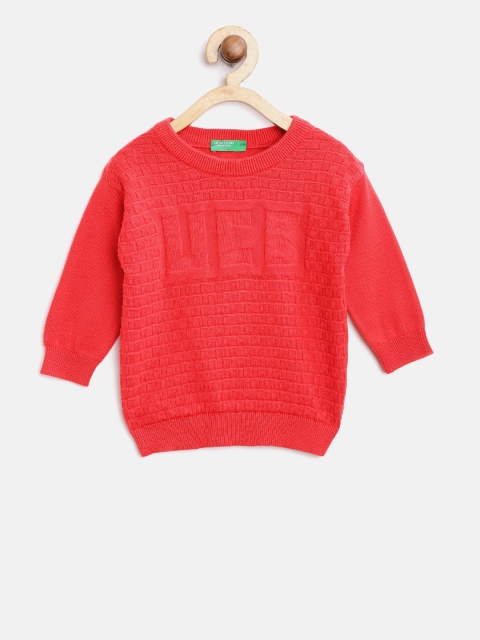 

United Colors of Benetton Boys Red Self-Checked Sweater