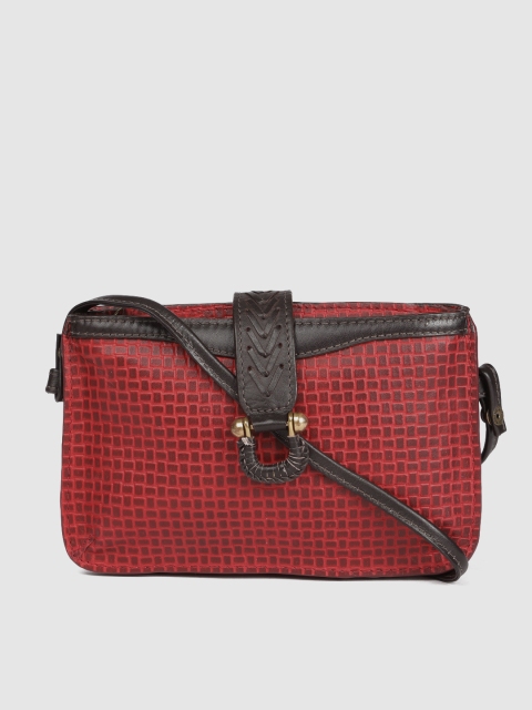 Red & Brown Textured Sling Bag