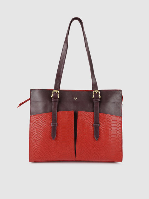 

Hidesign Red & Purple Textured Leather Shoulder Bag