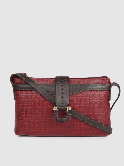 

Hidesign Red & Brown Textured Sling Bag