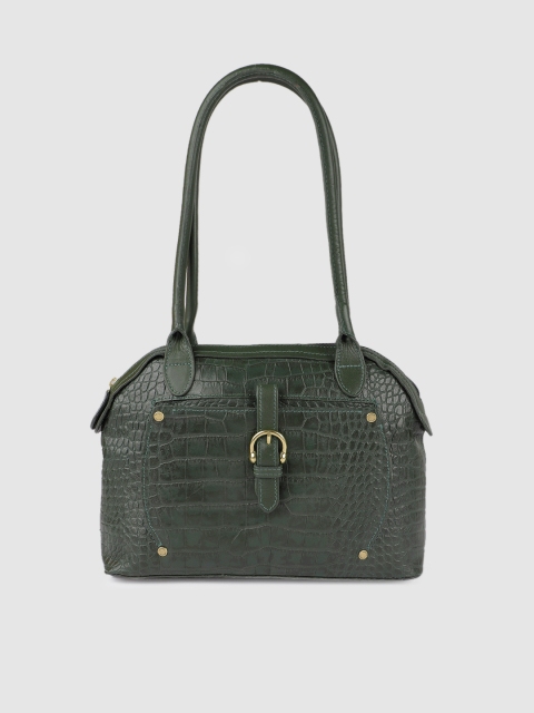 

Hidesign Green Textured Leather Shoulder Bag