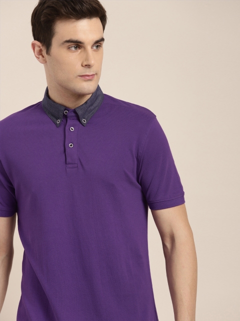 

INVICTUS Men Purple Solid Polo Collar T-shirt