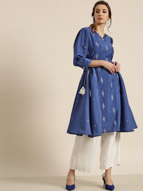 

Moda Rapido Women Blue & White Printed Anarkali Kurta