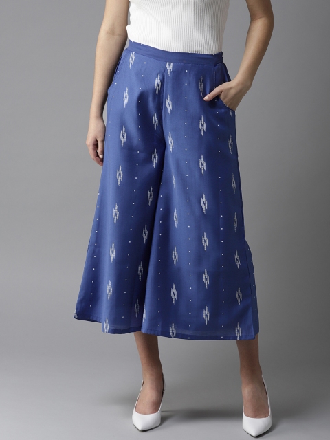 

Moda Rapido Women Blue & Off-White Printed Culottes