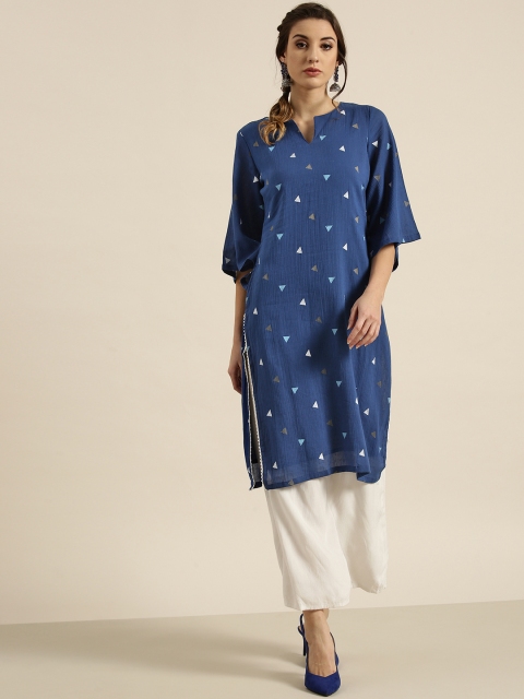 

Moda Rapido Women Navy Blue Printed Straight Kurta