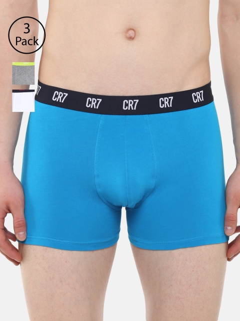 

CR7 Cristiano Ronaldo Men Pack of 3 Solid Trunks, Grey melange