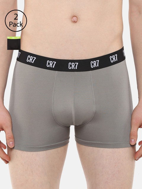 

CR7 Cristiano Ronaldo Men Pack of 2 Solid Trunks, Grey