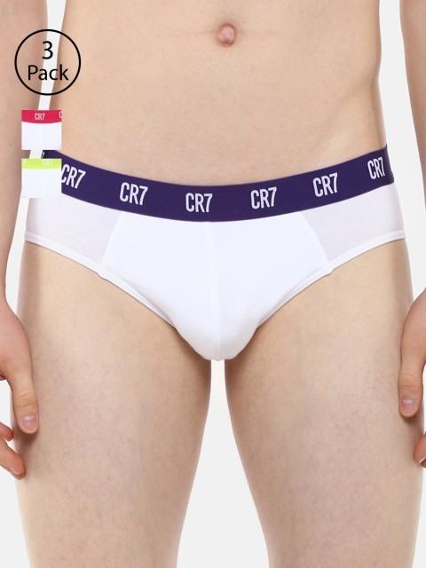 

CR7 Cristiano Ronaldo Men Pack of 3 Solid Briefs, White