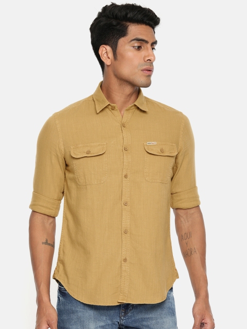 

U.S. Polo Assn. Denim Co. Men Khaki Slim Fit Solid Casual Shirt