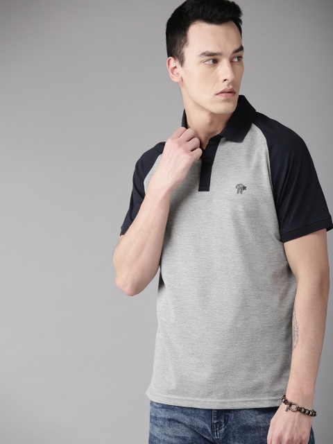 

The Roadster Lifestyle Co Men Grey Melange Solid Polo Collar T-shirt