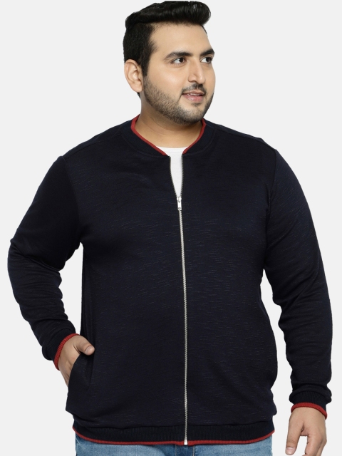 

aLL Plus Size Men Navy Blue Solid Sweatshirt