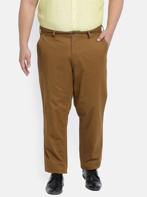 

aLL Plus Size Men Brown Regular Fit Solid Chinos