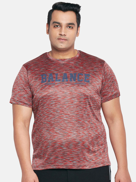 

aLL Plus Size Men Red Grey Striped Round Neck T-shirt