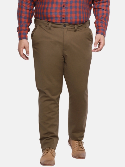 

aLL Plus Size Men Brown Regular Fit Solid Chinos