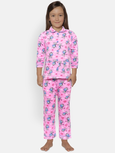 

Nite Flite Girls Pink & Blue Printed Night Suit