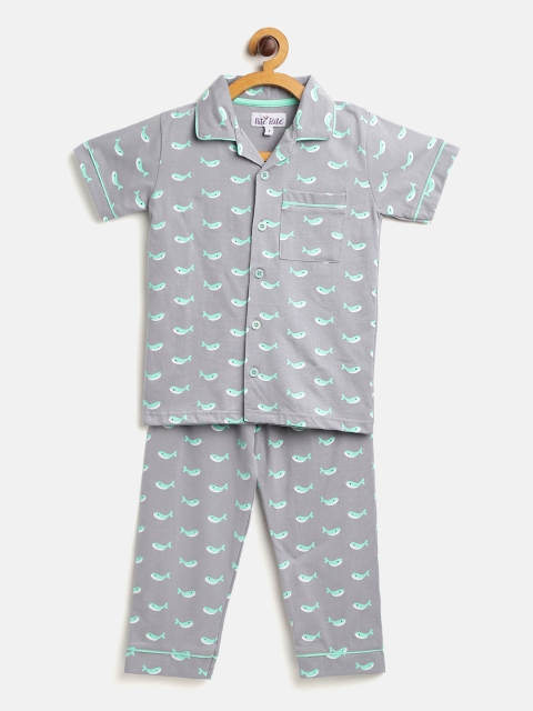 

Nite Flite Boys Grey & Blue Printed Night Suit