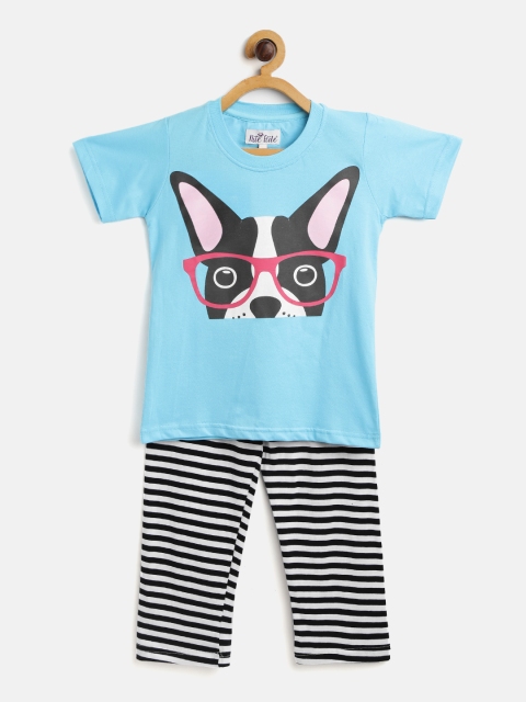 

Nite Flite Boys Blue & Black Printed Night Suit