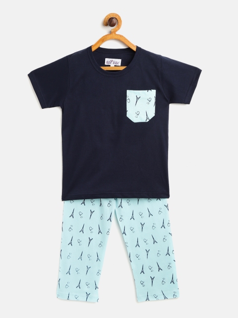 

Nite Flite Boys Navy Blue Solid Night Suit