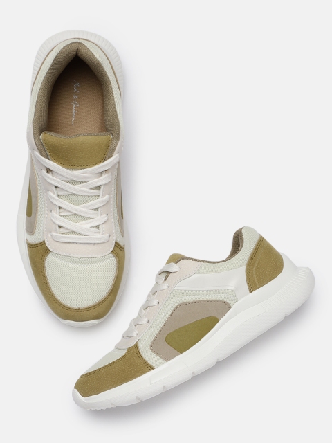 

Mast & Harbour Women Olive Green & Beige Sneakers