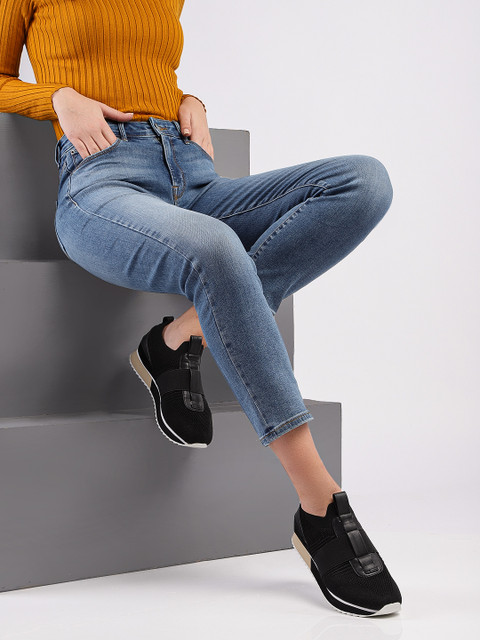 

Mast & Harbour Women Black Slip-On Sneakers
