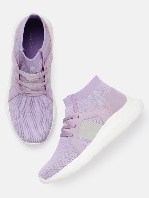 

Mast & Harbour Women Purple Solid Mid-Top Sneakers