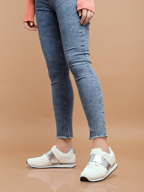 

DressBerry Women White Solid Slip-On Sneakers
