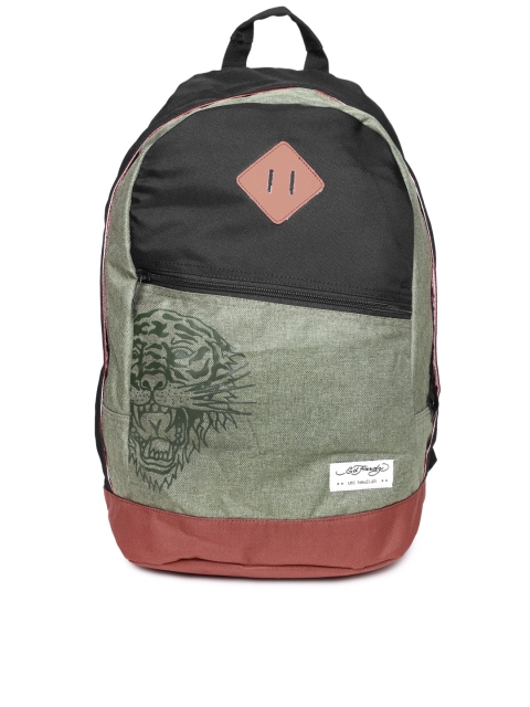 

Ed Hardy Men Black & Olive Green Backpack