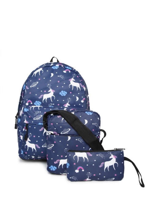 

Purple Crane Unisex Navy Blue & White Printed Laptop Backpack