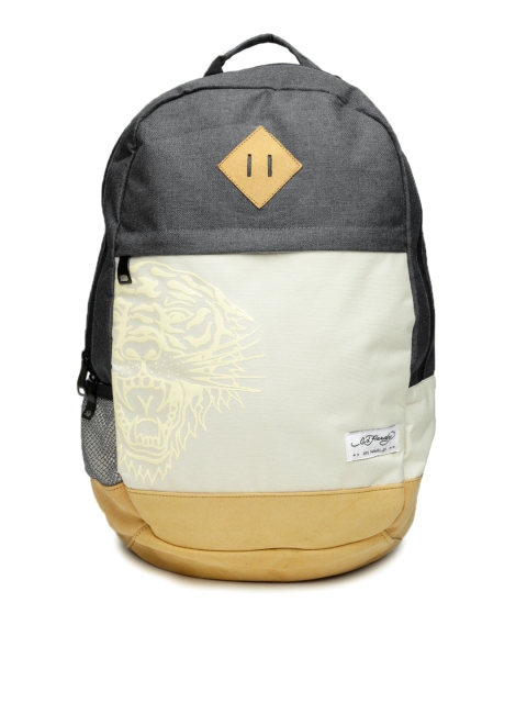 

Ed Hardy Men Grey & Cream-Coloured Backpack