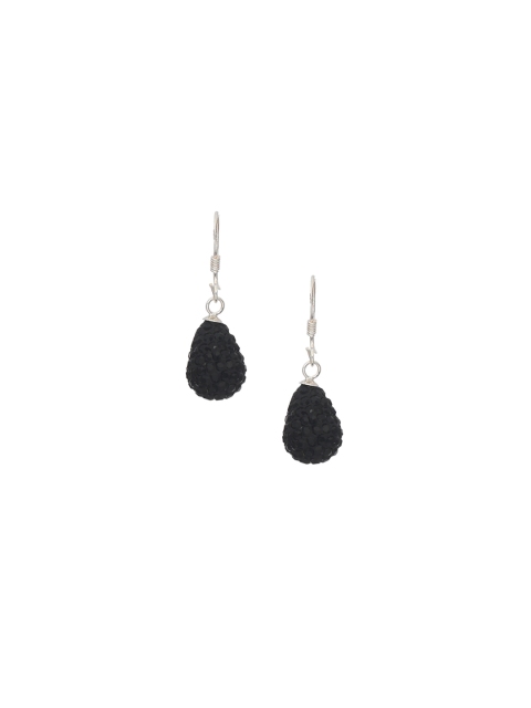 

Silverholic Women Silver-Toned & Black Sterling Silver Teardrop Shaped Drop Earrings