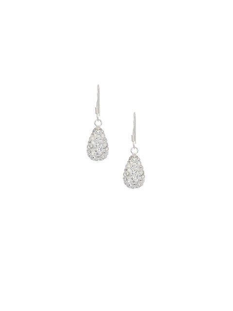 

Silverholic Women Silver-Toned & White Sterling Silver Teardrop Shaped Drop Earrings