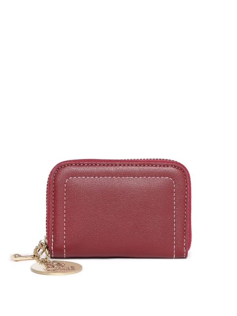 

RHHENSO Unisex Maroon Solid Zip Around Wallet