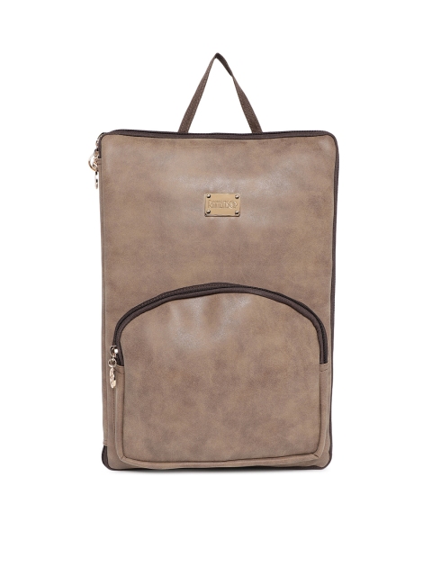 

RHHENSO Unisex Brown Vegan Leather Solid Laptop Backpack