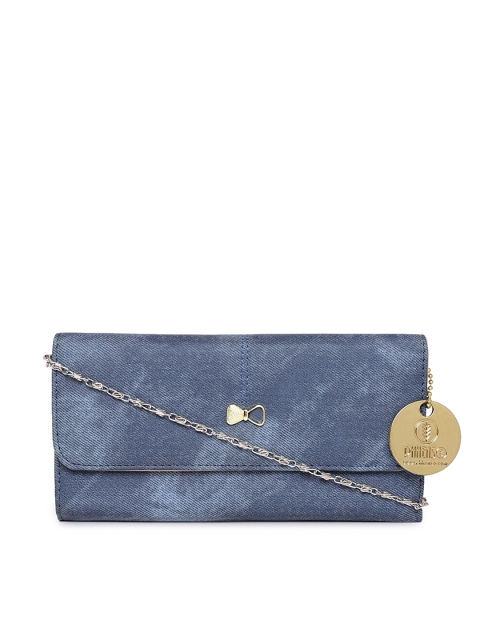 

RHHENSO Blue Solid Vegan Leather Foldover Clutch