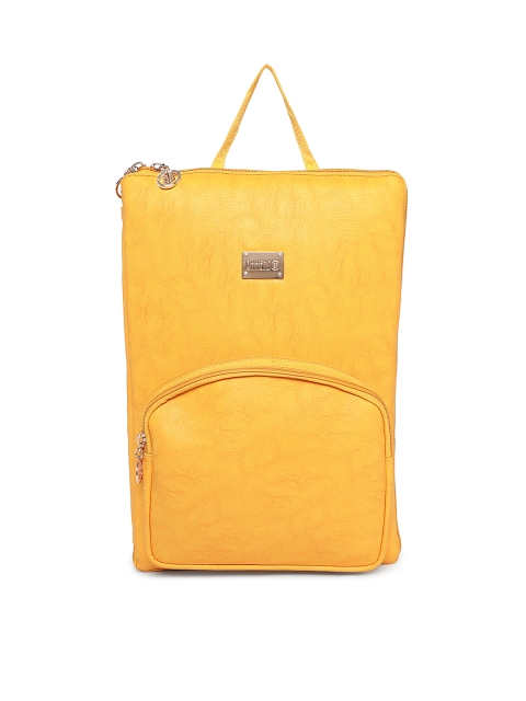 

RHHENSO Unisex Yellow Vegan Leather Solid Backpack