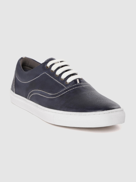 

LEO CLAWS Men Navy Blue Solid Leather Sneakers