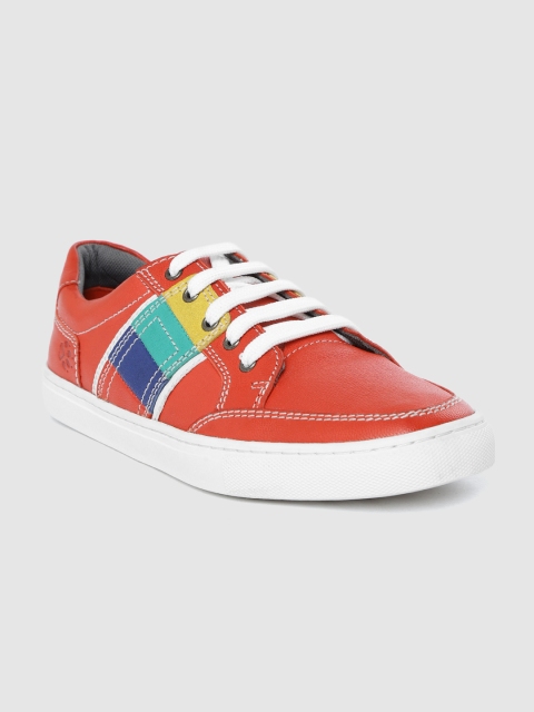 

LEO CLAWS Men Red Solid Leather Sneakers