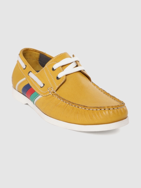 

LEO CLAWS Men Mustard Yellow Leather Boat Shoes