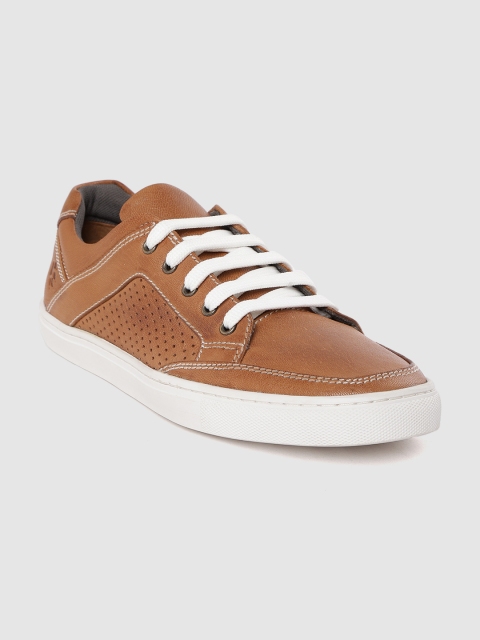 

LEO CLAWS Men Brown Leather Perforated Sneakers