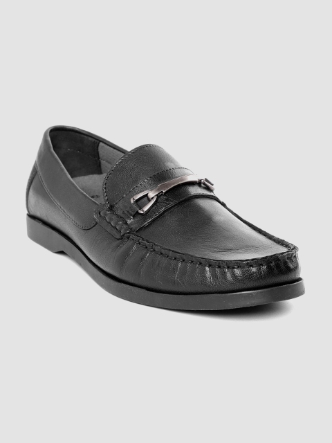 

LEO CLAWS Men Black Solid Leather Loafers
