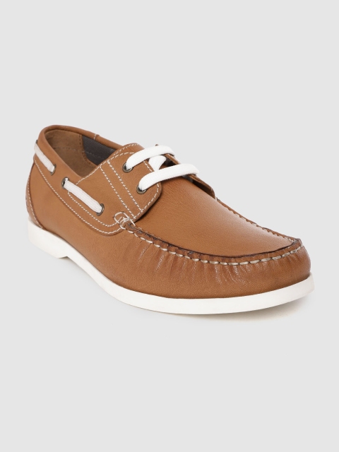 

LEO CLAWS Men Brown Solid Leather Boat Shoes