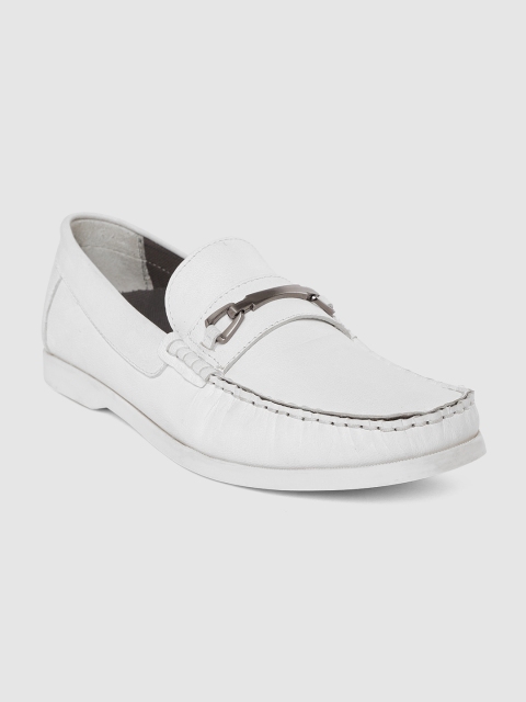 

LEO CLAWS Men White Leather Loafers