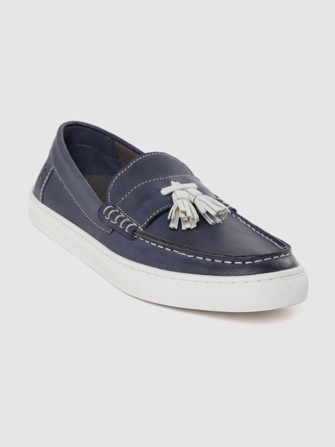 

LEO CLAWS Men Navy Blue Leather Loafers